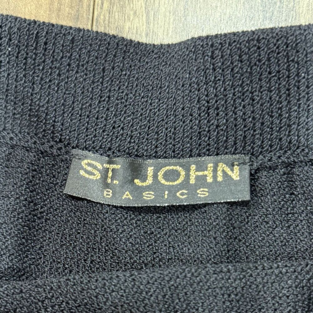 St. John Basics Santana Knit Pencil Skirt Women 12 Black Classic Workwear Office - Picture 3 of 6